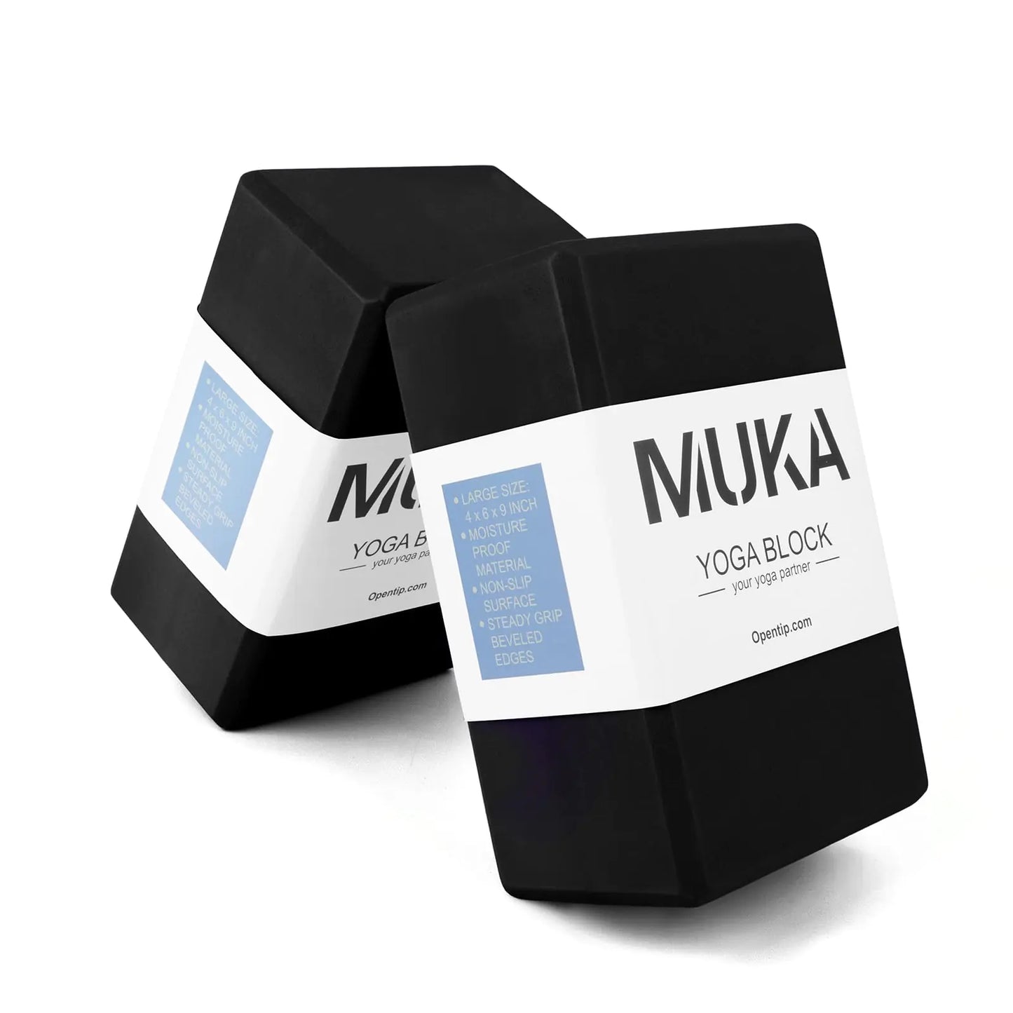 Muka 2 Pack Black Yoga Blocks 9 x 6 x 4 Inch High Density EVA Foam Yoga Brick for Meditation Pilates