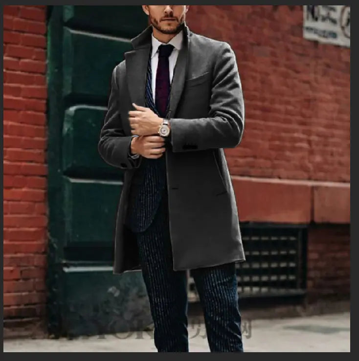 Men's Mid-Length Reversible Wool Coat
