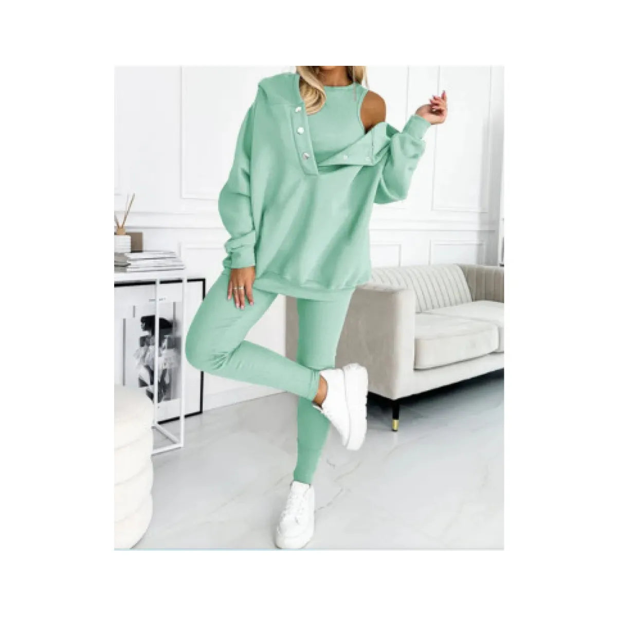 Women's Solid Color Vest Hoodie And Pants Set