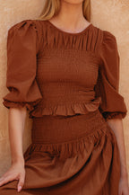 Jaffa Smocked Linen Top