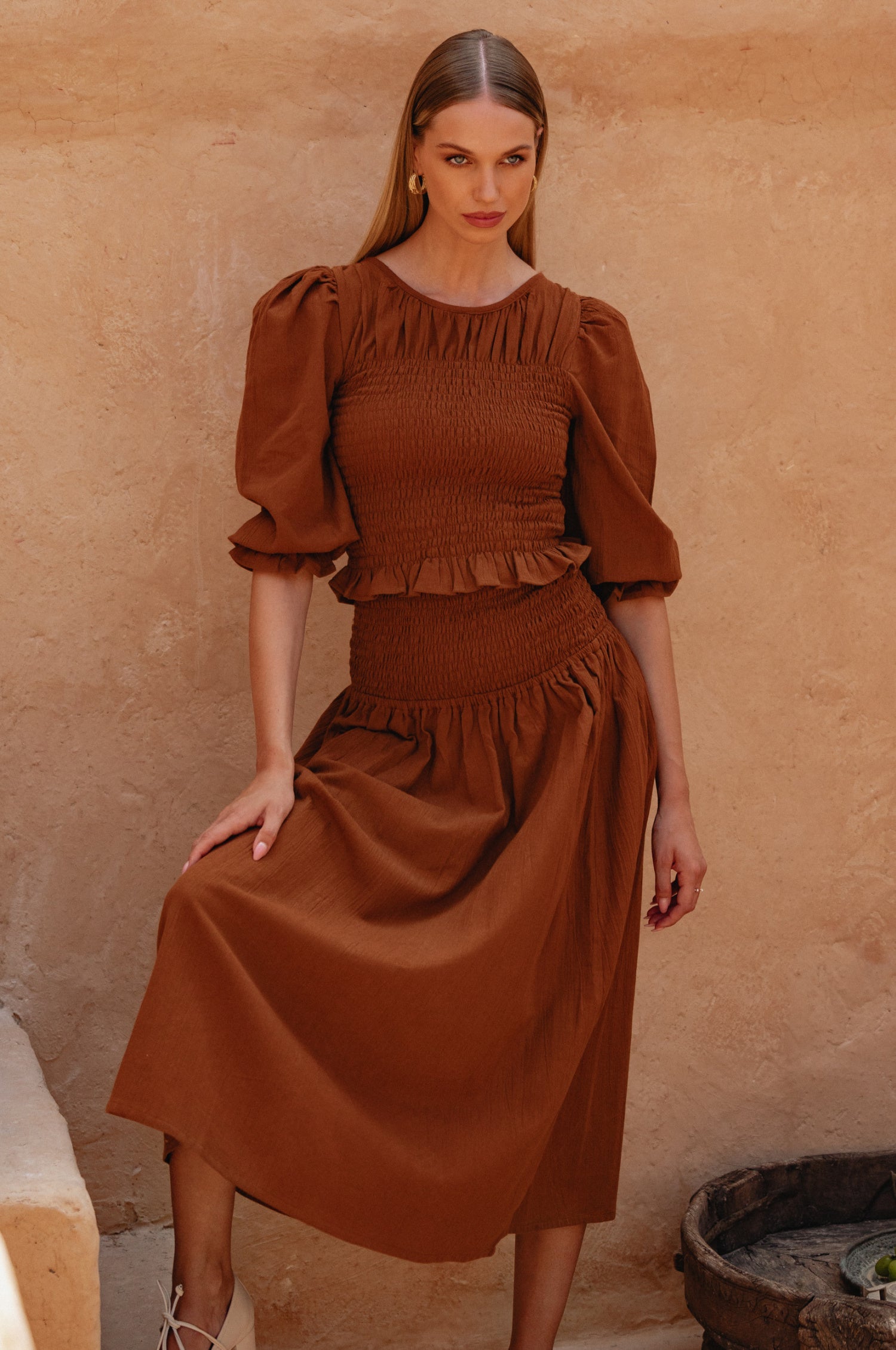 Jaffa Smocked Linen Top