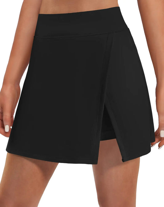 Ewedoos Skorts Skirts for Women High Waist Golf Skirt with Pockets Side Slit Tennis Skirt Golf Skorts Athletic Skirts Black