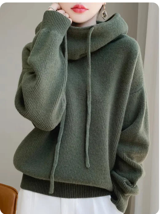 100% Australia Wool Women's Hooded Sweater Long Sleeve Pullovers New Arrivals Knitted Jumper Cashmere New In Sweatshirts Fashion