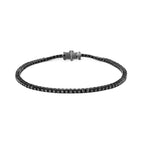 Tennisarmband aus 925er Sterlingsilber mit schwarzem Rhodium, 5,00 Karat, mit schwarzen Diamanten (Farbe: Schwarz, Reinheit: I2-I3), 21,6 cm
