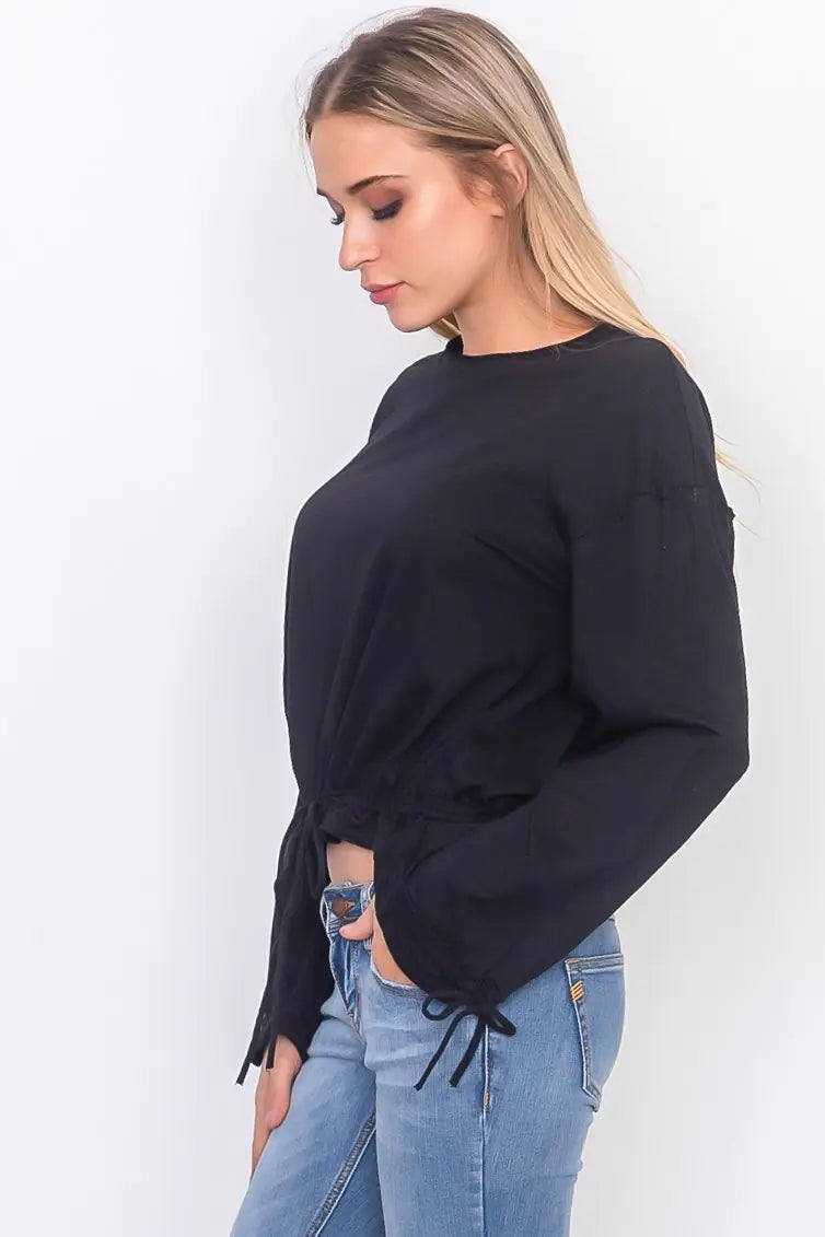 Top con cordón -Negro