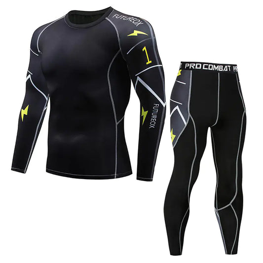 Men’s Athletic Long Sleeve Training Set – Performance Top & Tights for Gym and Combat Sports