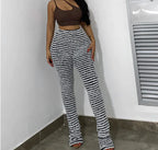 Striped Slim Trousers For Women