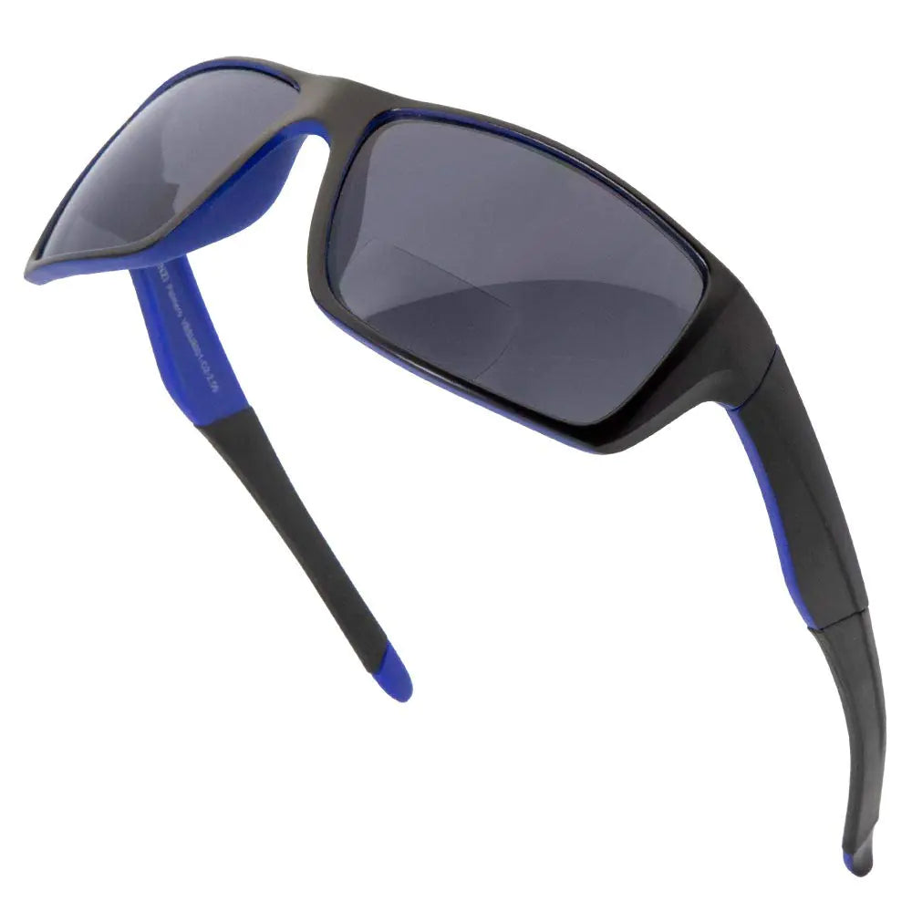VITENZI Bifokale Sonnenbrille für Damen und Herren, Sportliche, umlaufende Lesebrille mit getönter Sonnenblende und Lesehilfe – Palermo in Blau 1,75