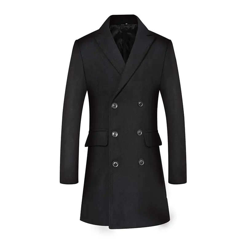 Men's Mid-length Double-breasted Wool Coat