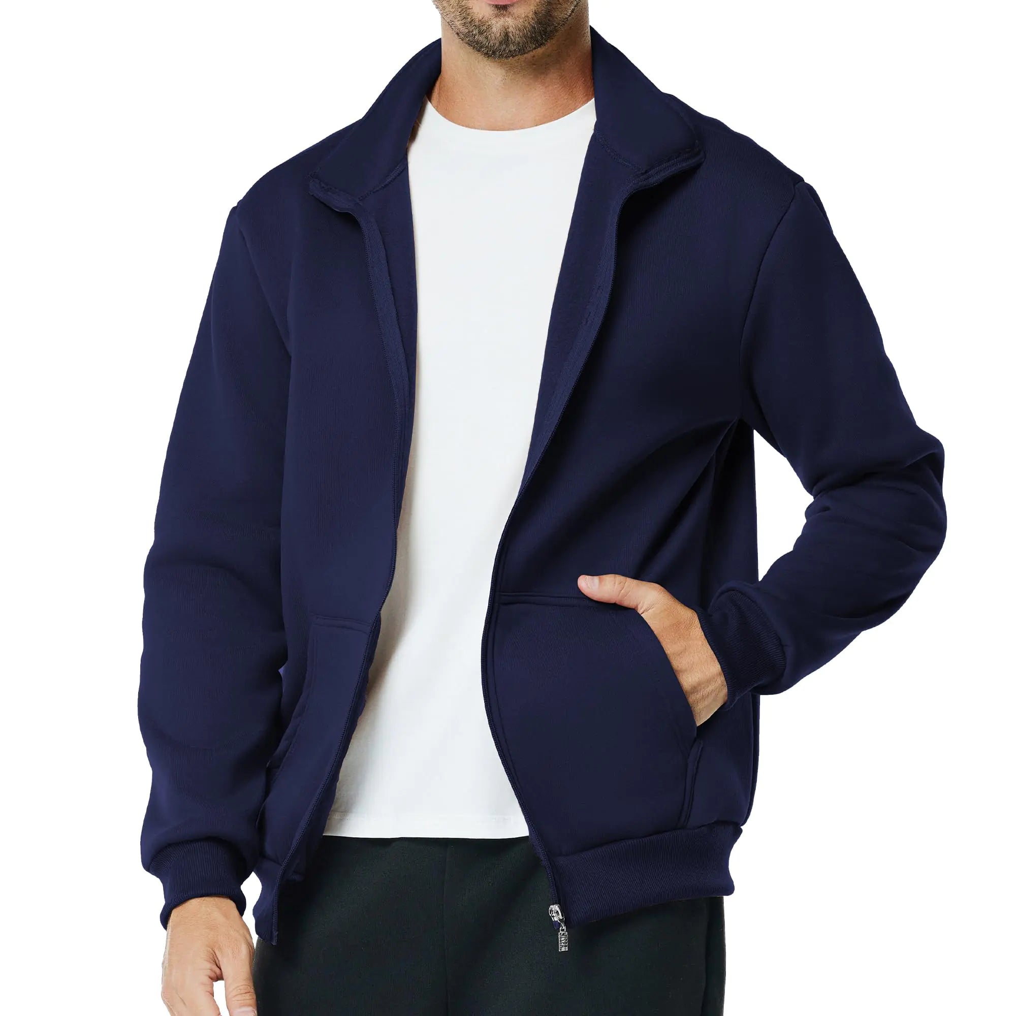 Sudadera polar con cremallera completa y bolsillo para hombre