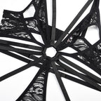 Lace Bodysuit with Multi-Strap Chest Ring and Hollow Design Details