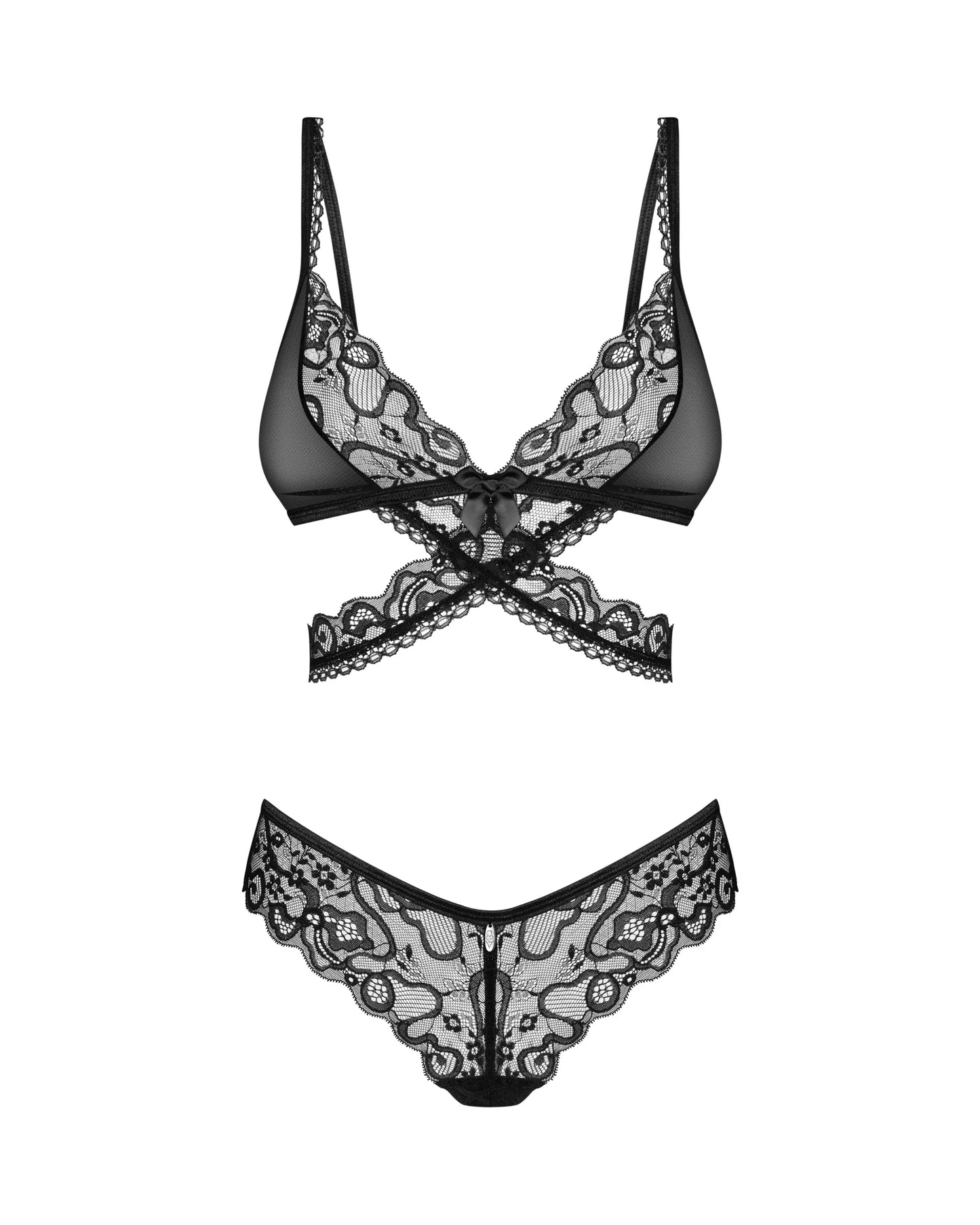 Soft Lace Bra & Sheer Thong Set Obsessive Blomentis