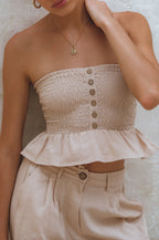 Laura Smocked Linen Top