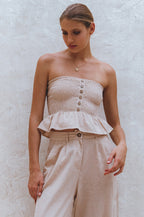 Laura Smocked Linen Top
