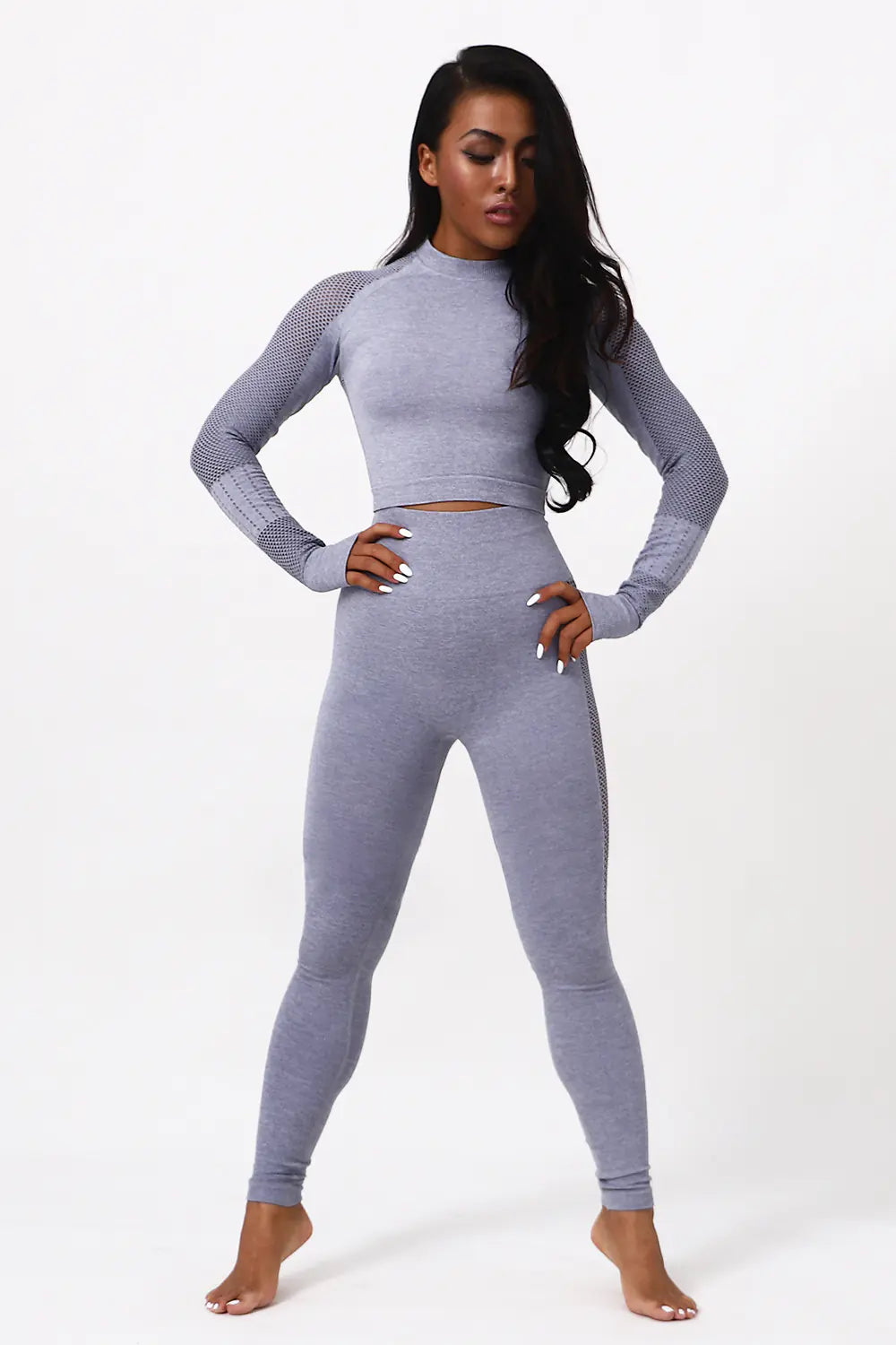 Seamless Moisture-Wicking Yoga Long Sleeve Set