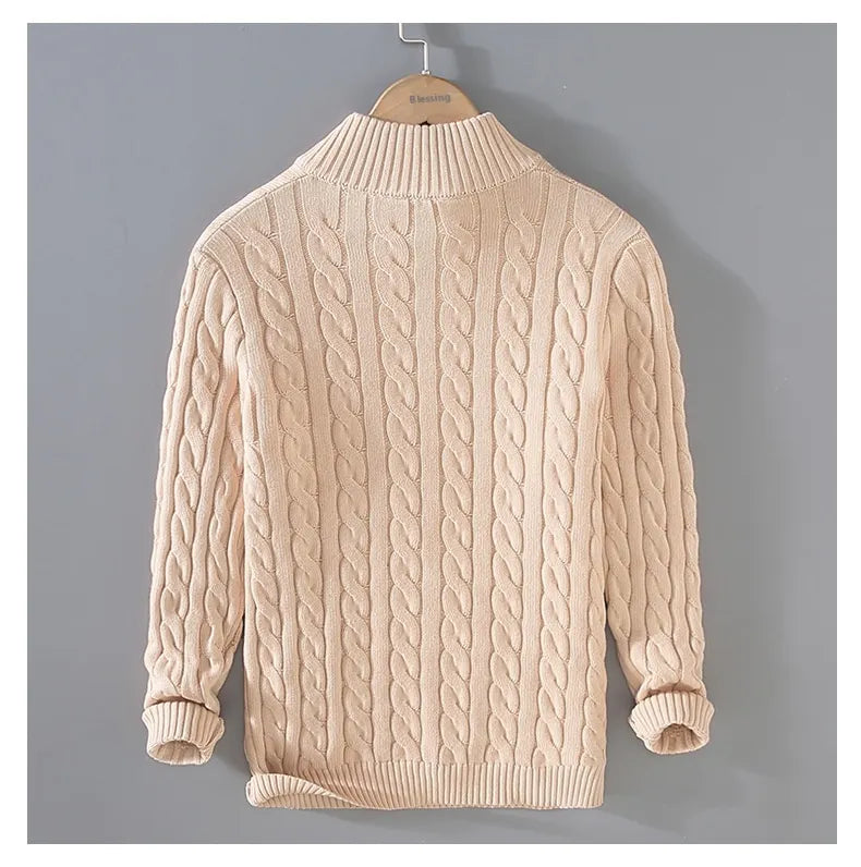 Loose Zip Knitted Pullover Sweater