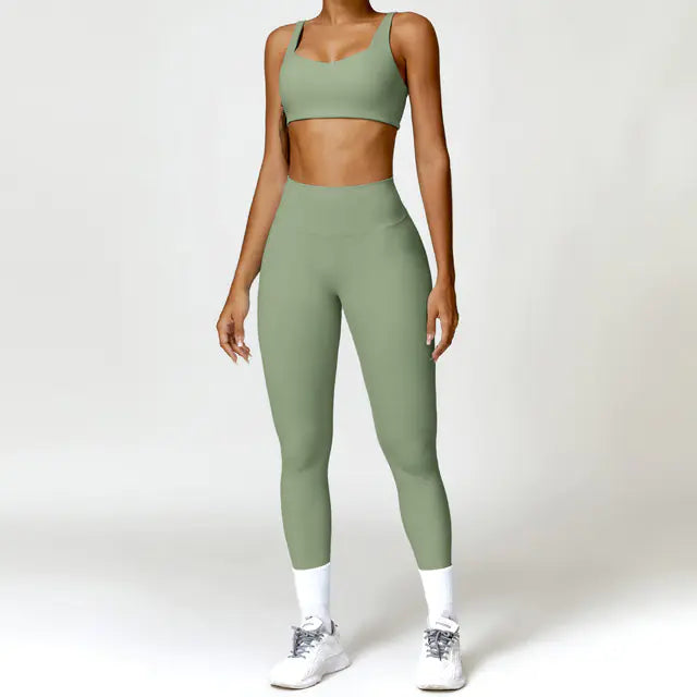 Women's 2PCS Yoga Tracksuit with Leggings and Crop Top