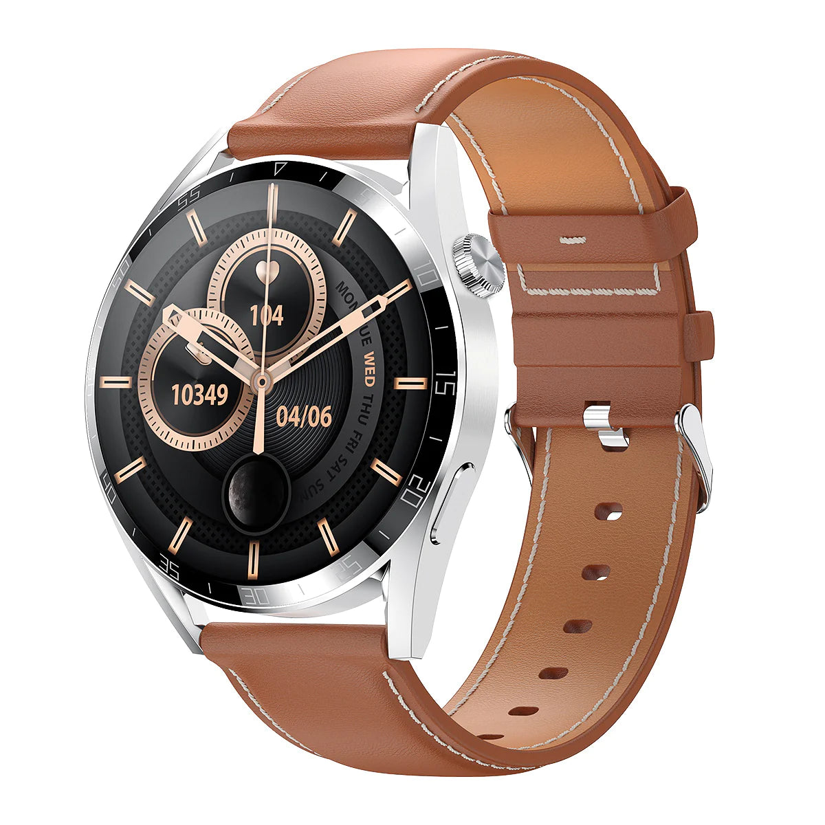 SmartWatch Pro – Stylish Waterproof Smartwatch with 1.32" IPS Display, Leather & Steel Bands, Cross-Platform Compatibility