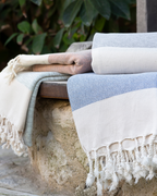 MANOLIA Beach Towel, Turkish Bath Hammam Towel, Spa & Sauna Towel - Dark Blue