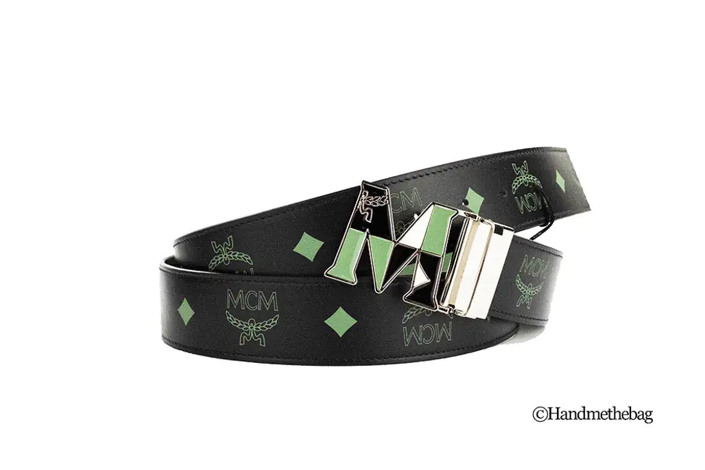 MCM – Verstellbarer, wendbarer Gürtel aus schwarzem Leder