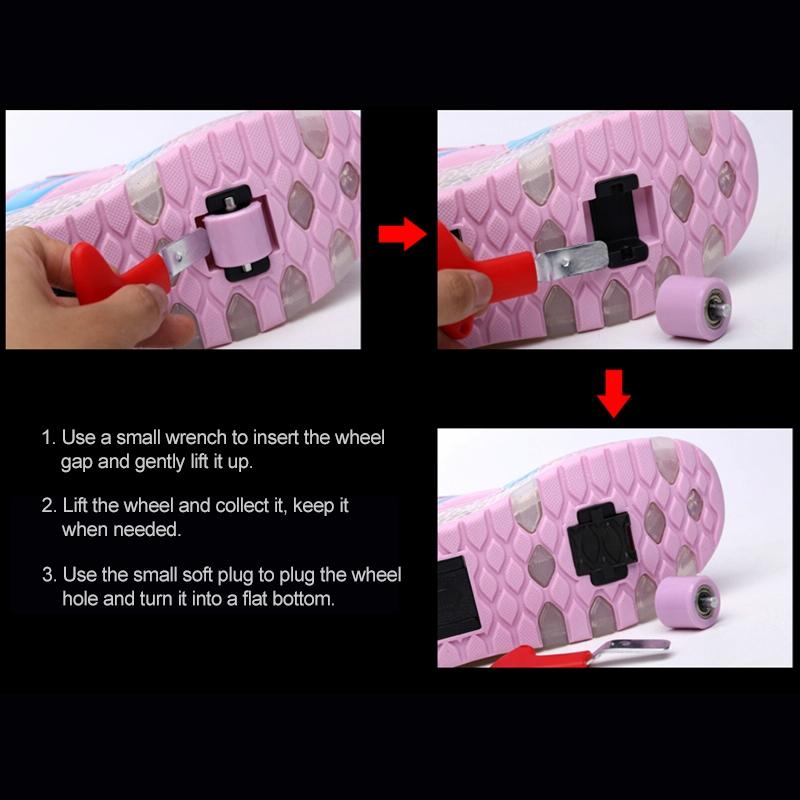 NNEIDS Rechargeable Double Wheel Roller Skating Shoes - Pink Size 37