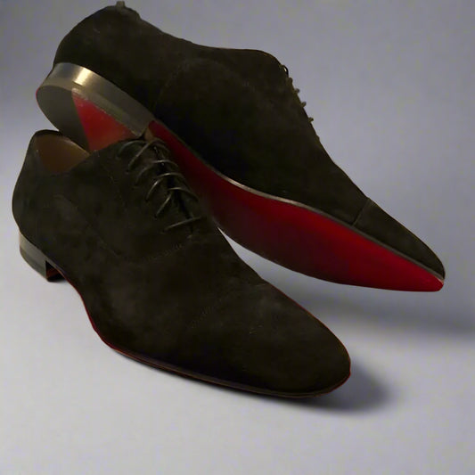 Red Bottom Classic Suede Leather Black Oxfords Shoes