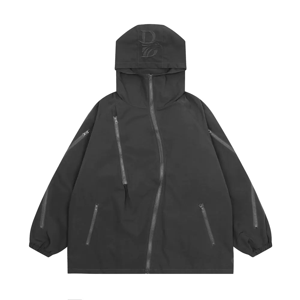 Irregular Zip Pocket Heavy Coat