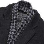 Men's Mid-Length Wool Blend Trench Coat with Scarf