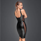 Power Wetlook Pencil Dress Noir Handmade Muse