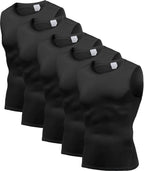 Herren 5er-Pack Kompressions-Tanktops für Athletik, Muskelaufbau, ärmellos