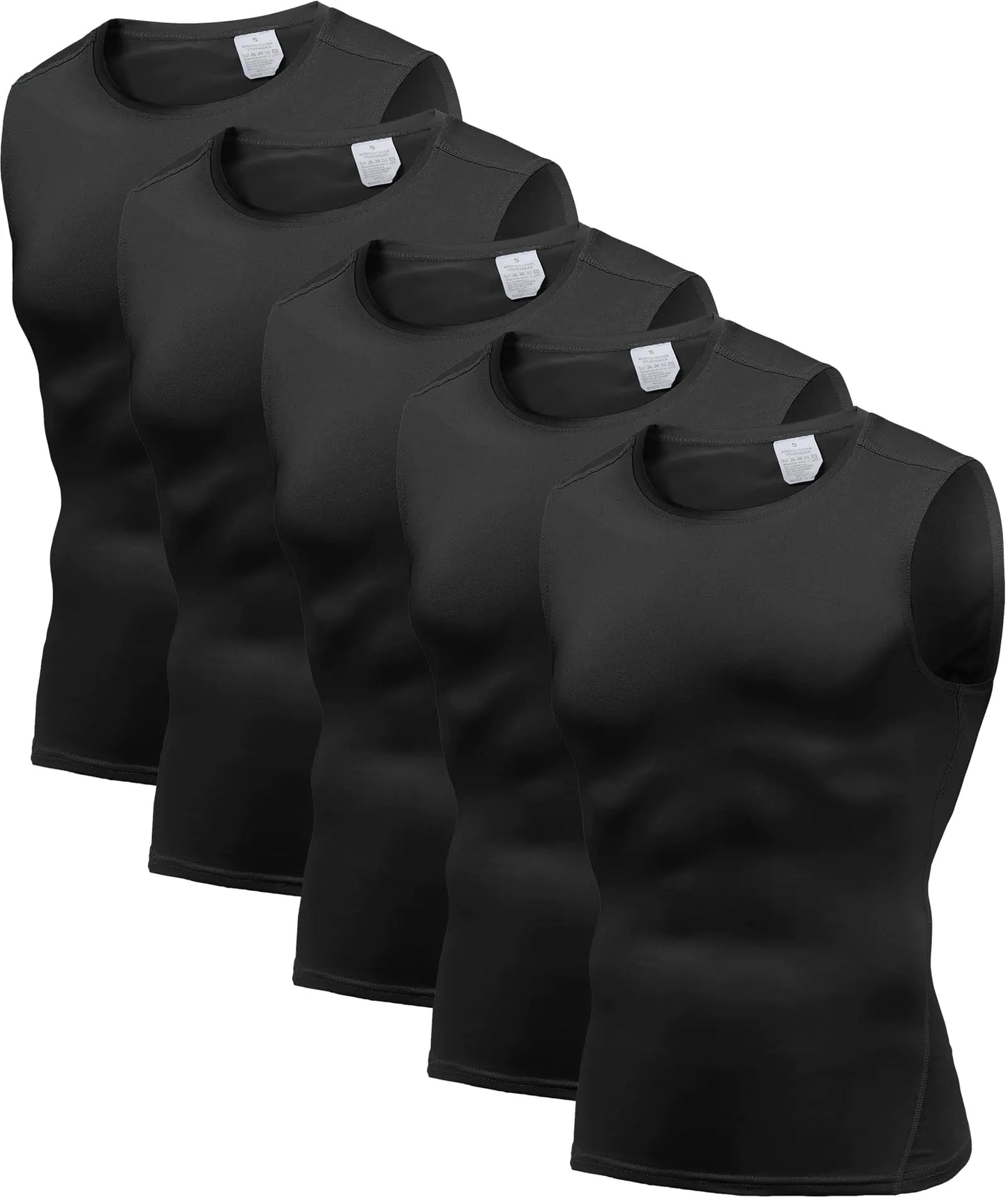Camisetas de tirantes de compresión para hombre, paquete de 5, para atletismo, musculación y culturismo, sin mangas