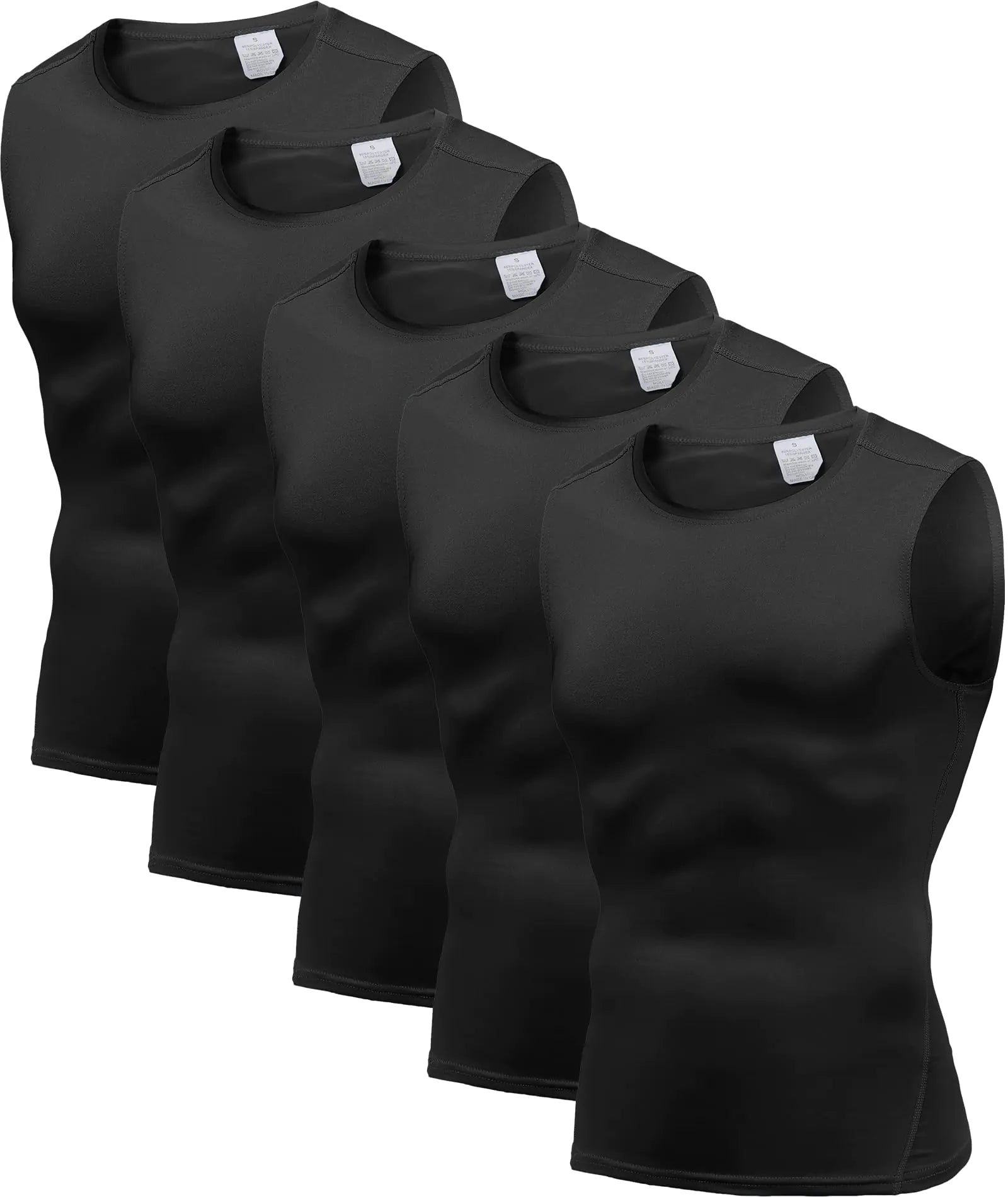 Herren 5er-Pack Kompressions-Tanktops für Athletik, Muskelaufbau, ärmellos