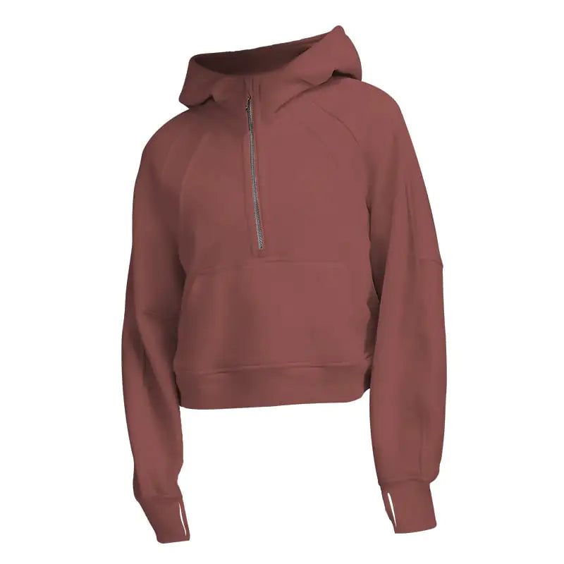 Women's Sports Fitness Fleece Half Zip Hoodie