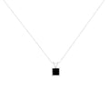 Black Diamond Solitaire Pendant Necklace .925 Sterling Silver Treated
