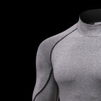 Men's High Neck Fitness Long Sleeve Athletic T-Shirt