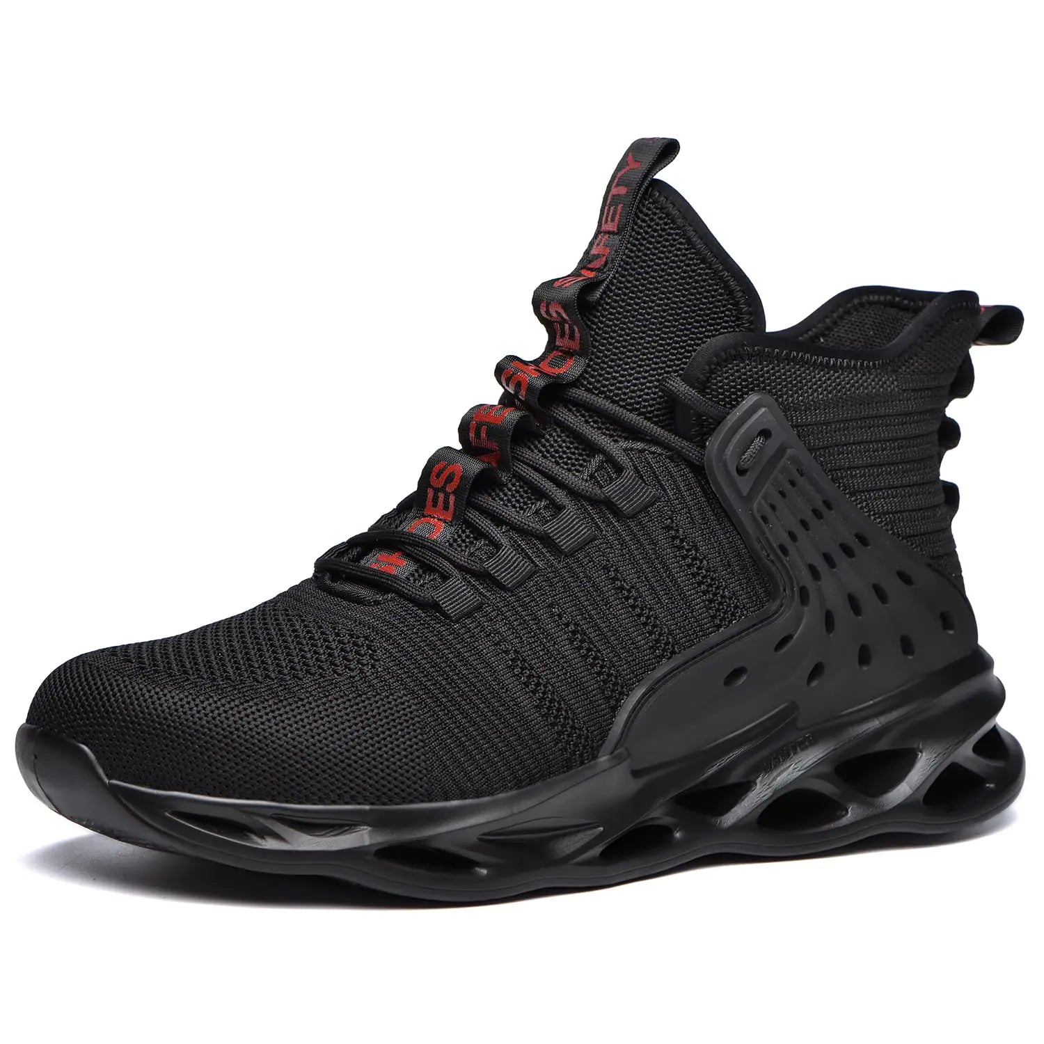 Acdoslow Stahlkappenschuhe für Herren, Arbeitssicherheitsstiefel, leicht, atmungsaktiv, rutschfest, Industrie- und Bauschuhe, Damen, Schwarz 787/Schwarz/43