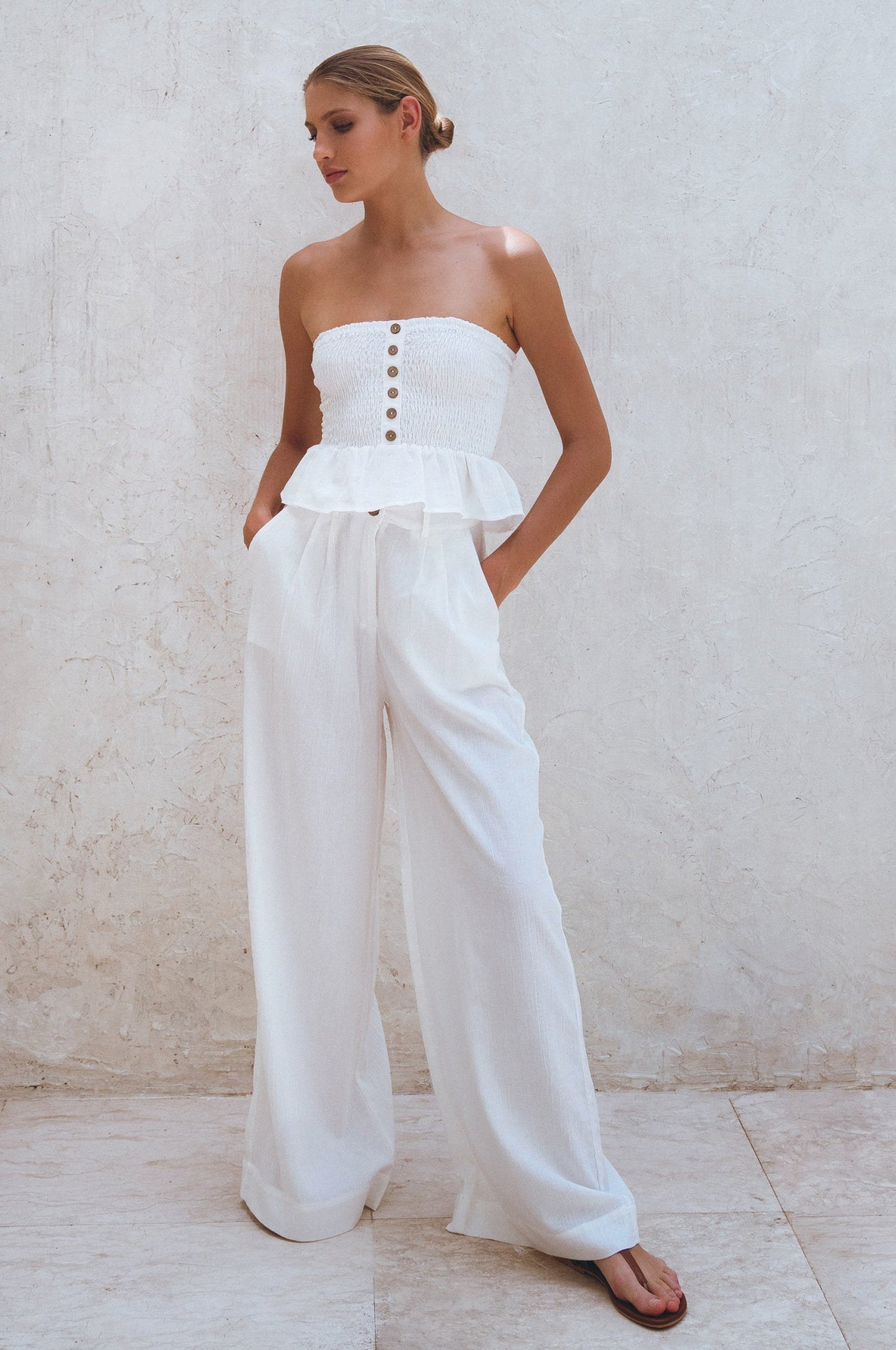 Raya Wide Leg Linen Pants