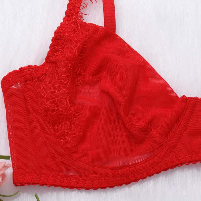 Red Delicate Shadow Sheer Bra and Panty Set Bra Details