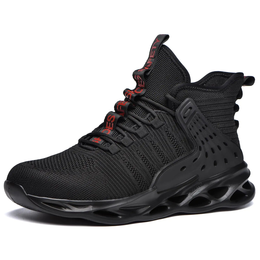 Acdoslow Stahlkappenschuhe für Herren, Arbeitssicherheitsstiefel, leicht, atmungsaktiv, rutschfest, Industrie- und Bauschuhe, Damen, Schwarz 787/Schwarz/43