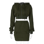 Textured Hooded Skirt Set