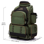 NNEOBATackle Backpack with Rain Cover Rod Holders Army Green