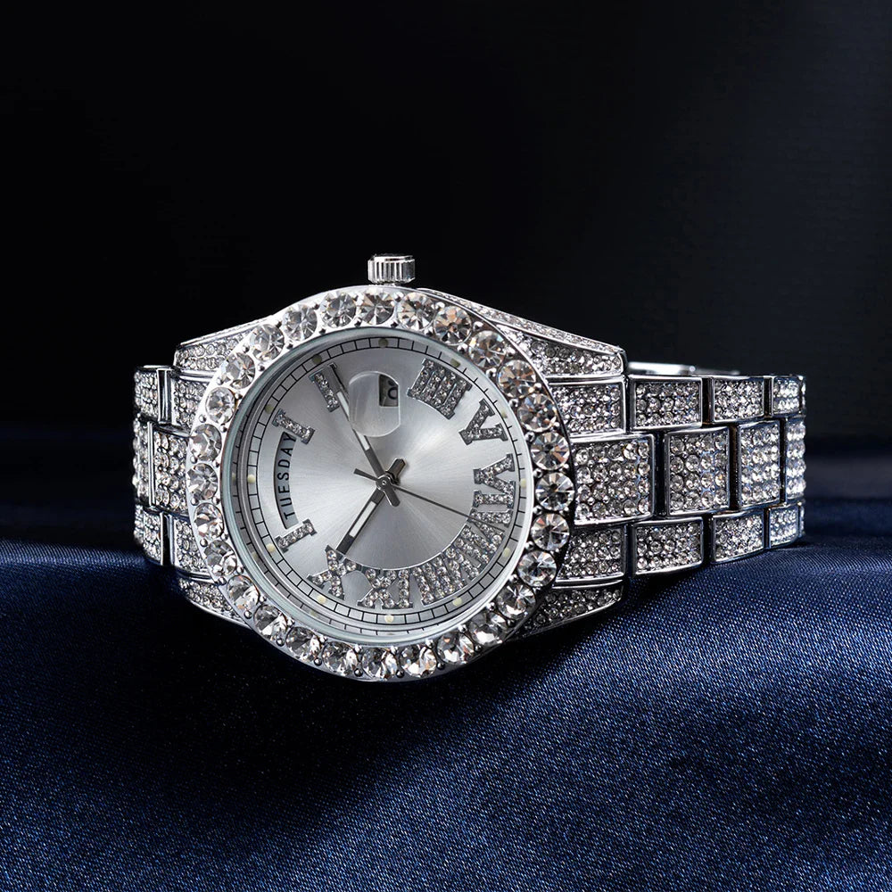 Luminous Women's Quartz Watch with Diamond Inlaid Waterproof Design and Calendar