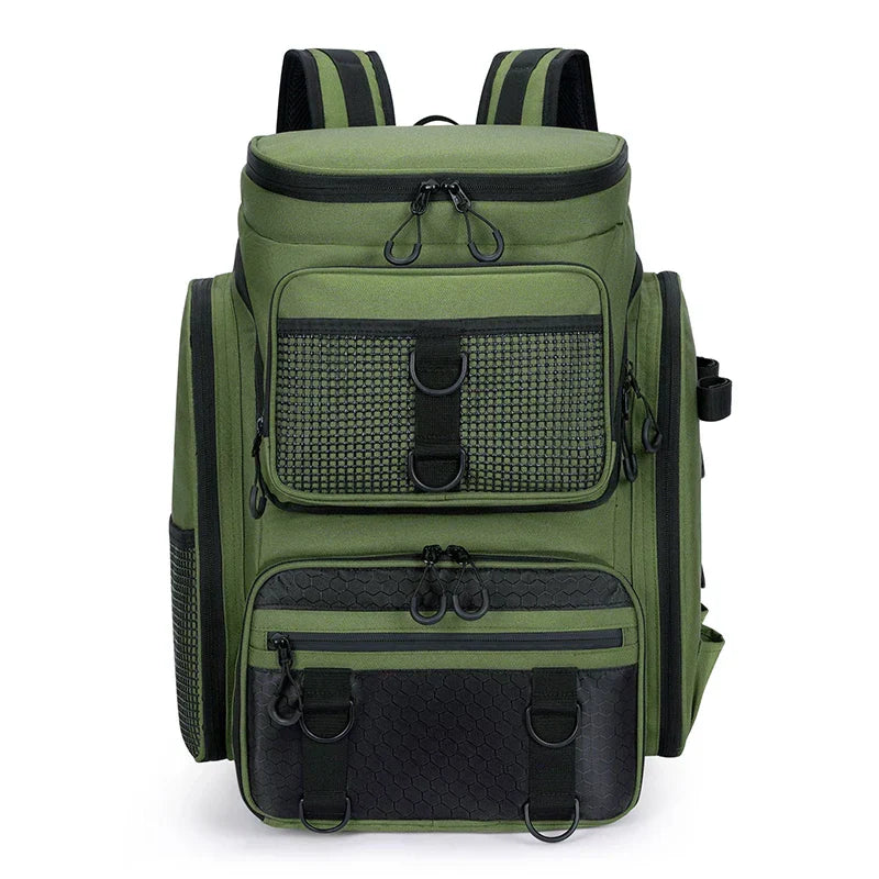 Tackle Backpack with Rod Holders Camping Green