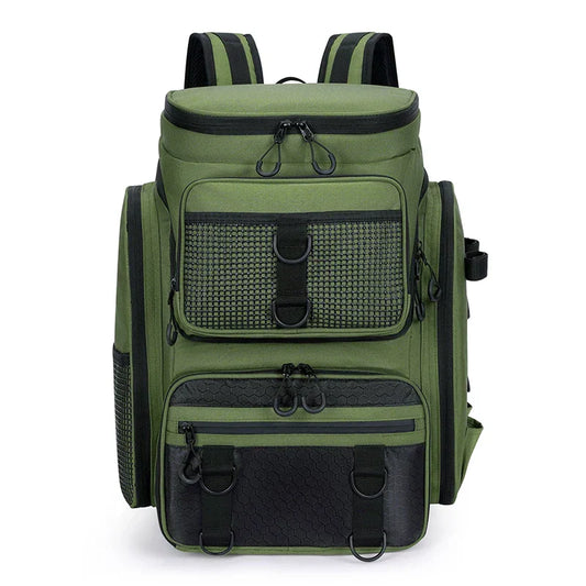 Tackle Backpack with Rod Holders Camping Green