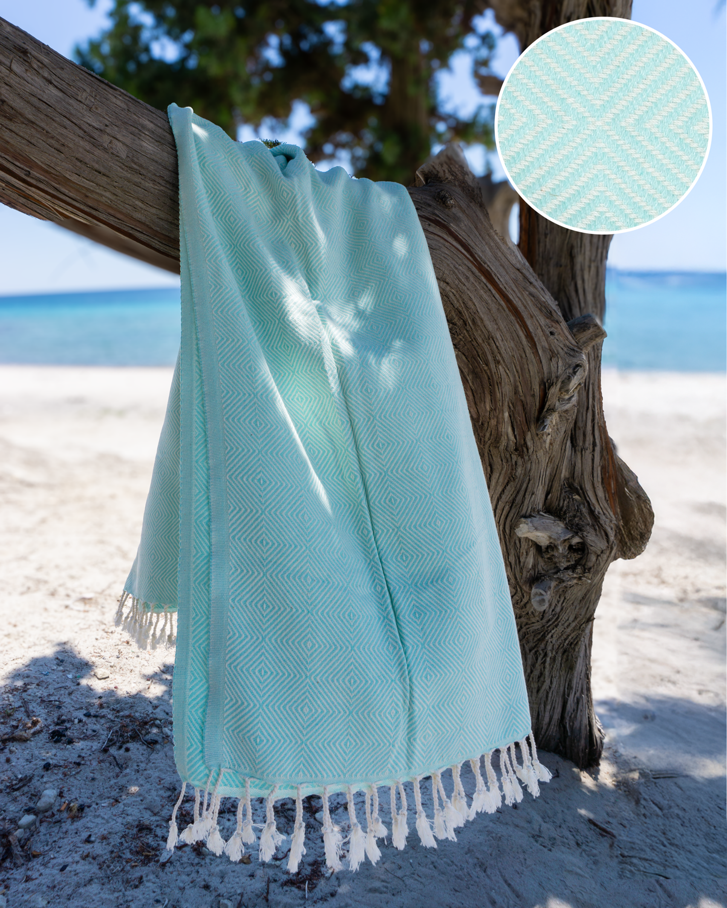 CRYSTAL Beach Towel, Turkish Hammam Towel, Spa & Sauna Towel - Mint