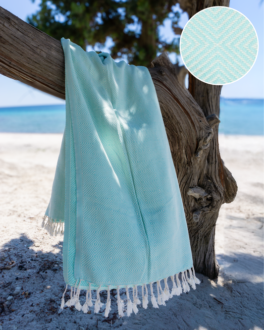 CRYSTAL Beach Towel, Turkish Hammam Towel, Spa & Sauna Towel - Mint