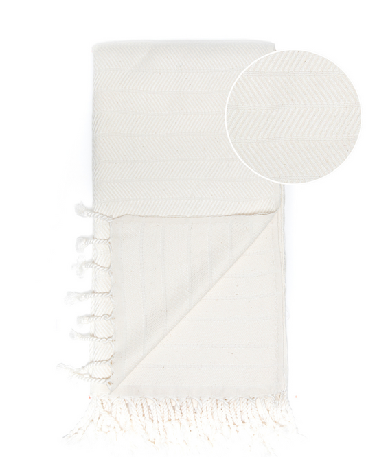 ILVA Turkish Hammam Towel, Spa & Sauna Towel / Made of Bamboo and Cotton - White