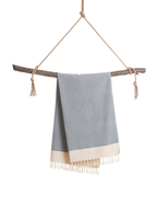 MANOLIA Beach Towel, Turkish Bath Hammam Towel, Spa & Sauna Towel - Dark Blue