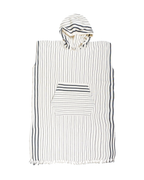 Men Hooded Beach Pool Spa Sauna Poncho, Changing Towel - Stripe Black, with Recycled Gift Box