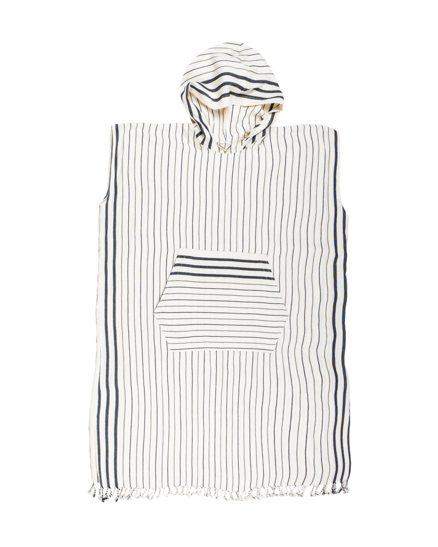 Men Hooded Beach Pool Spa Sauna Poncho, Changing Towel - Stripe Black, with Recycled Gift Box